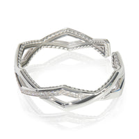 Sterling Silver Diamond Zig Zag Stax Two Row Cuff Bracelet