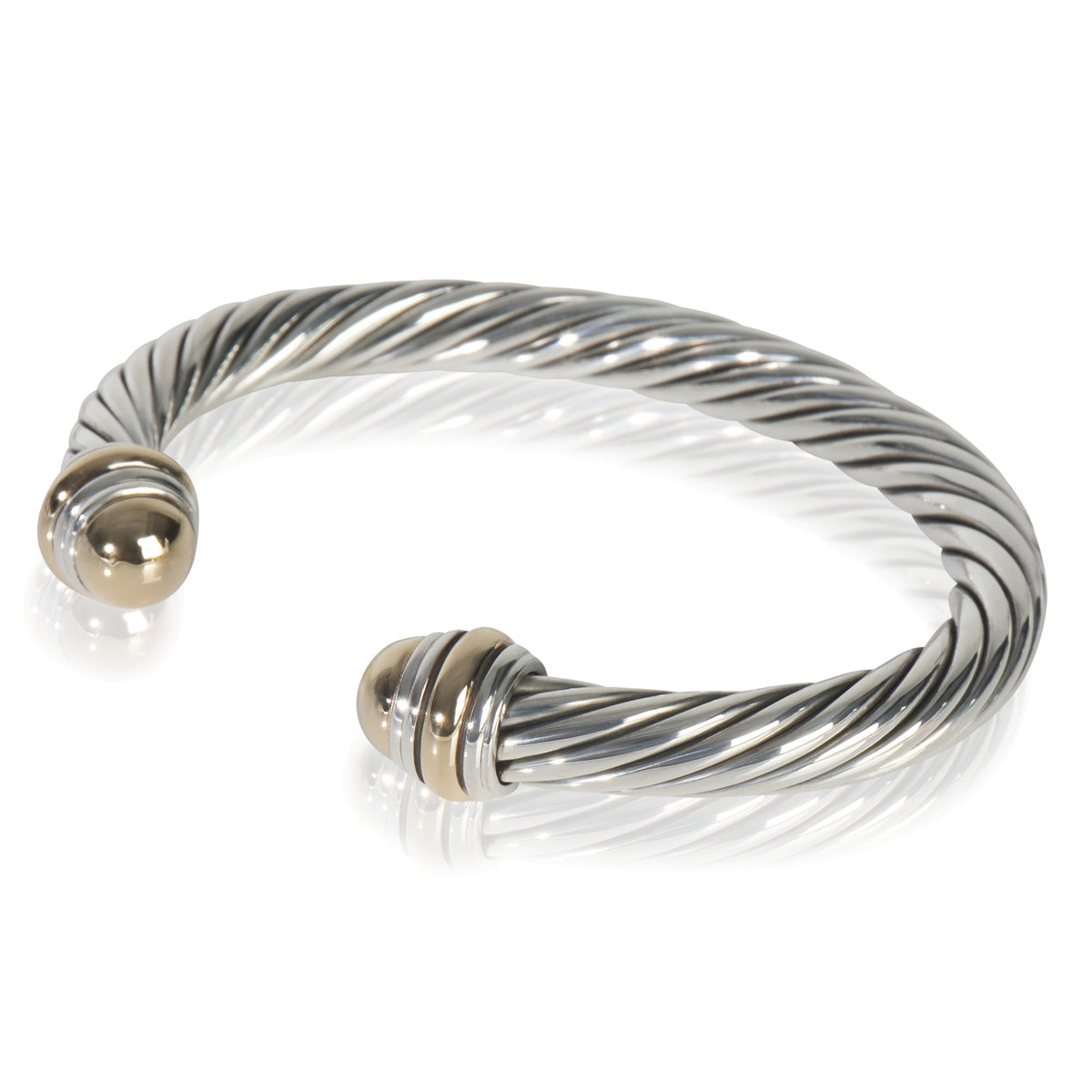 Yellow Gold & Sterling Silver  Cable Classic Bracelet