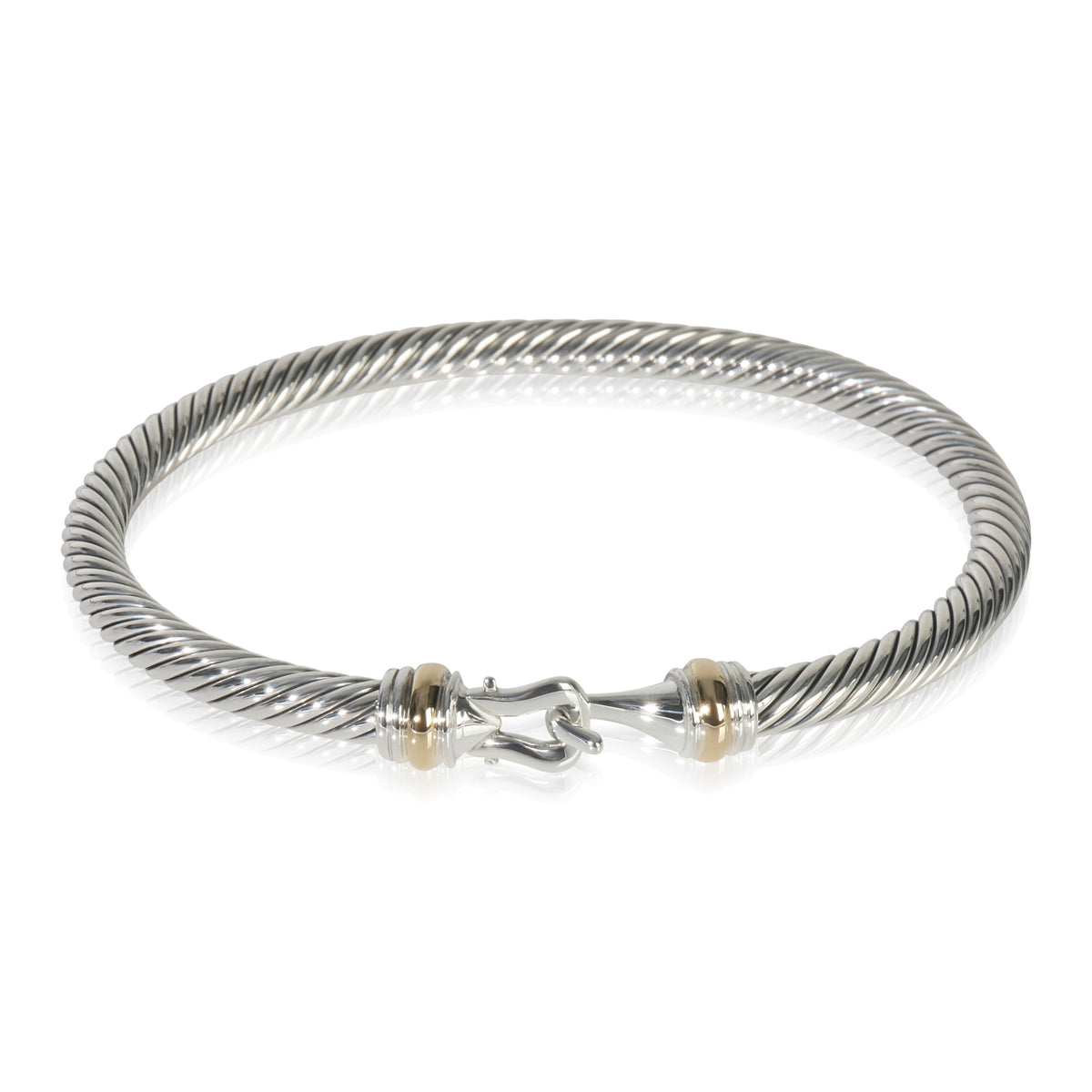 Yellow Gold & Sterling Silver  Cable Buckle Bracelet