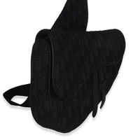 Christian Dior Black Oblique Jacquard Canvas Saddle Crossbody Handbag pv