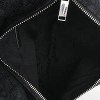 Black Oblique Jacquard Canvas Saddle Crossbody