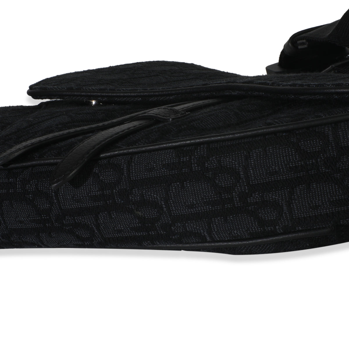 Black Oblique Jacquard Canvas Saddle Crossbody