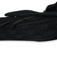 Black Oblique Jacquard Canvas Saddle Crossbody