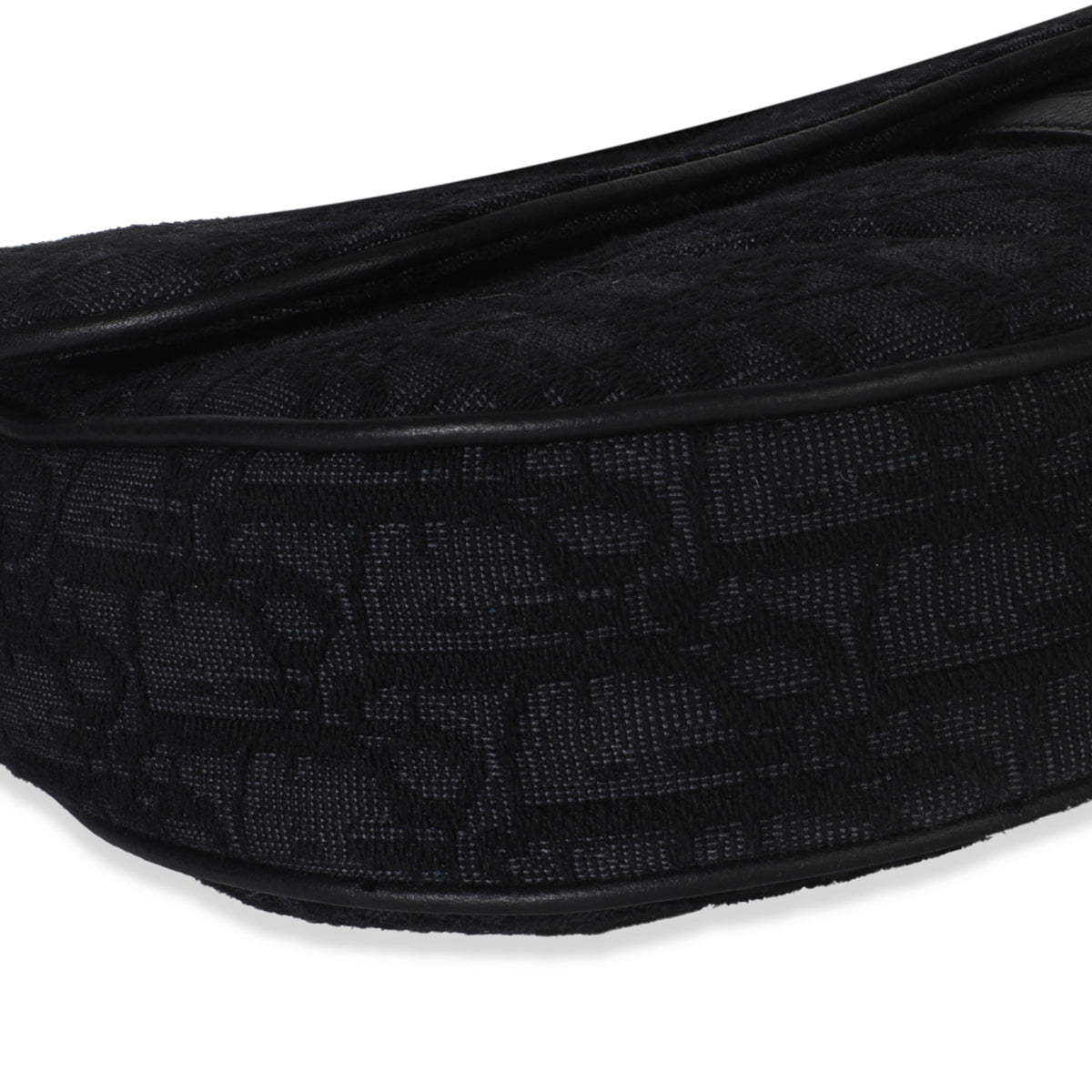 Black Oblique Jacquard Canvas Saddle Crossbody