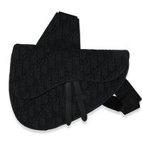 Black Oblique Jacquard Canvas Saddle Crossbody