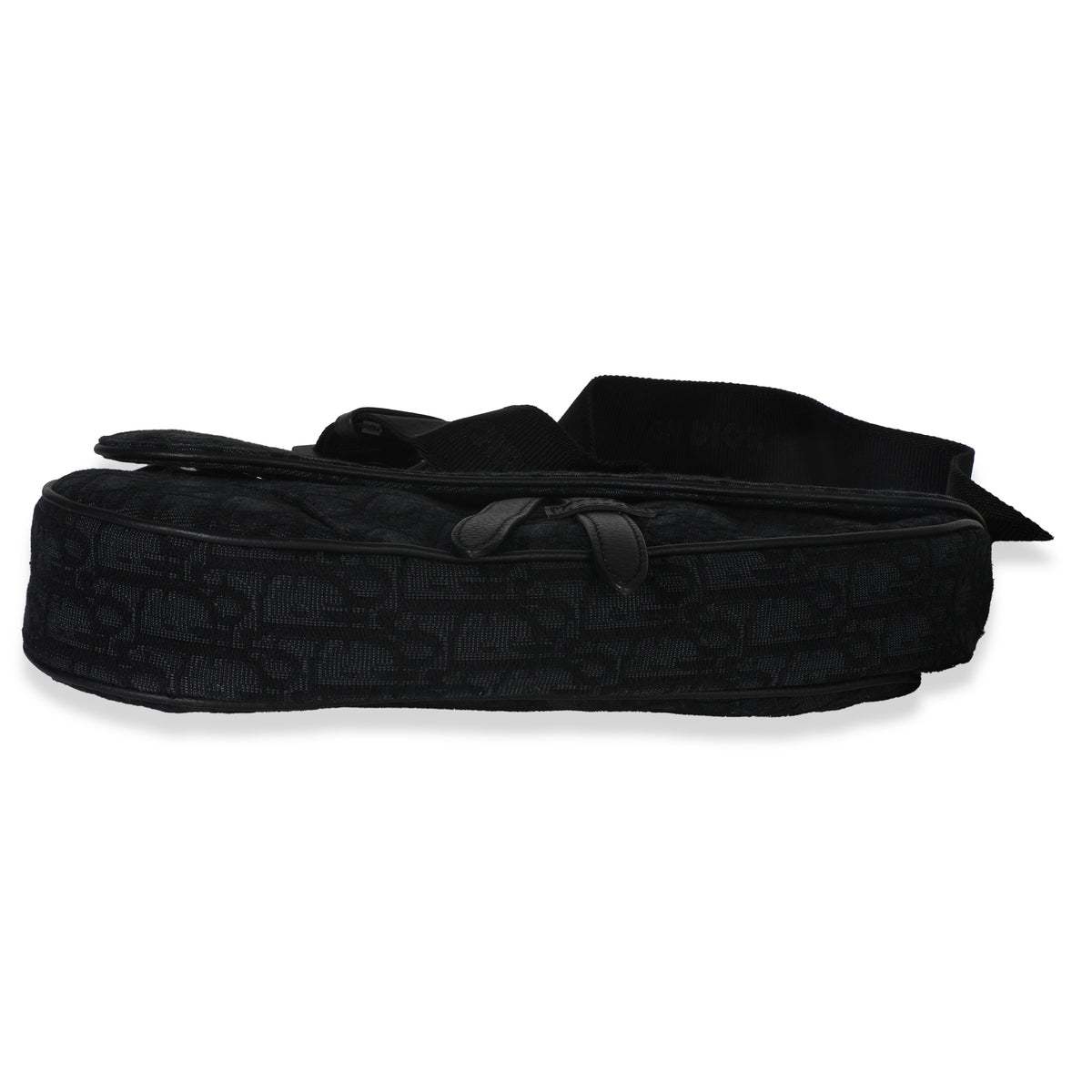 Black Oblique Jacquard Canvas Saddle Crossbody