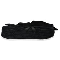 Black Oblique Jacquard Canvas Saddle Crossbody