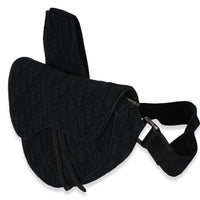 Black Oblique Jacquard Canvas Saddle Crossbody
