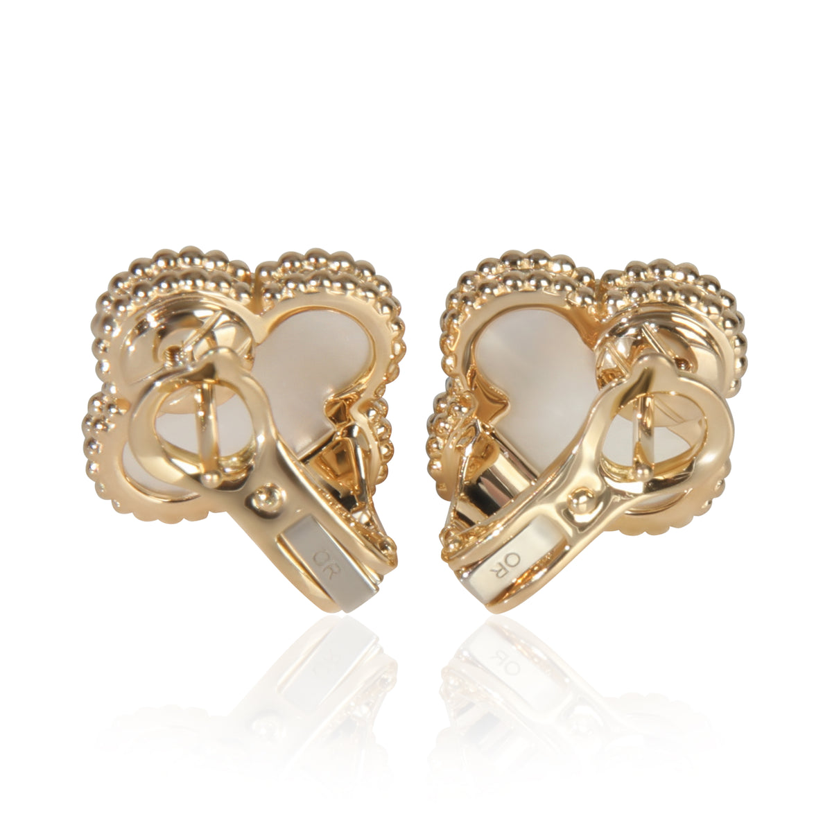Yellow Gold Mother Of Pearl Vintage Alhambra Earrings
