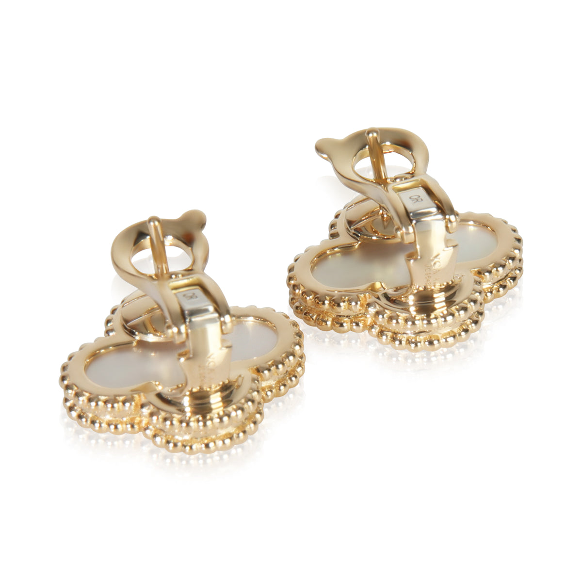 Yellow Gold Mother Of Pearl Vintage Alhambra Earrings