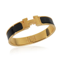 Gold-Plated  Clic H In Noir Bracelet