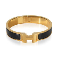Gold-Plated  Clic H In Noir Bracelet