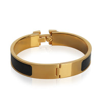 Gold-Plated  Clic H In Noir Bracelet
