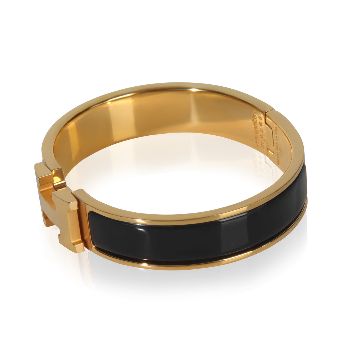 Gold-Plated  Clic H In Noir Bracelet