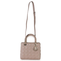Christian Dior Taupe Lambskin Cannage Medium Lady Dior Handbag ad2