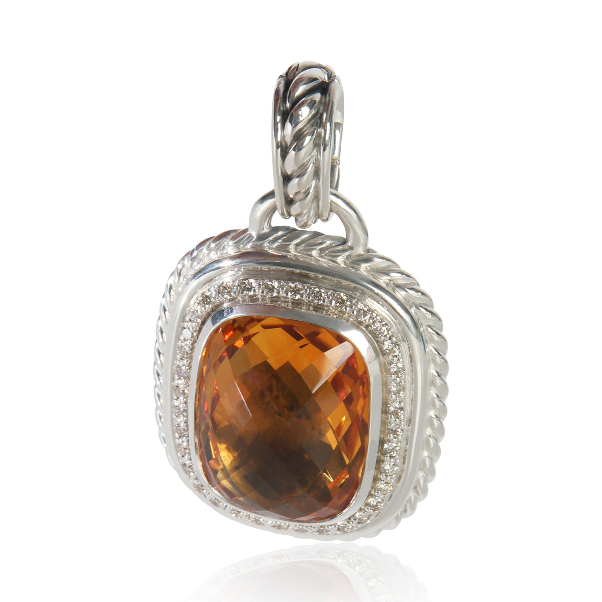 Sterling Silver Citrine and Diamond Wheaton Pendant