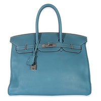 Hermès Bleu Jean Togo Birkin 35 PHW Handbag fv