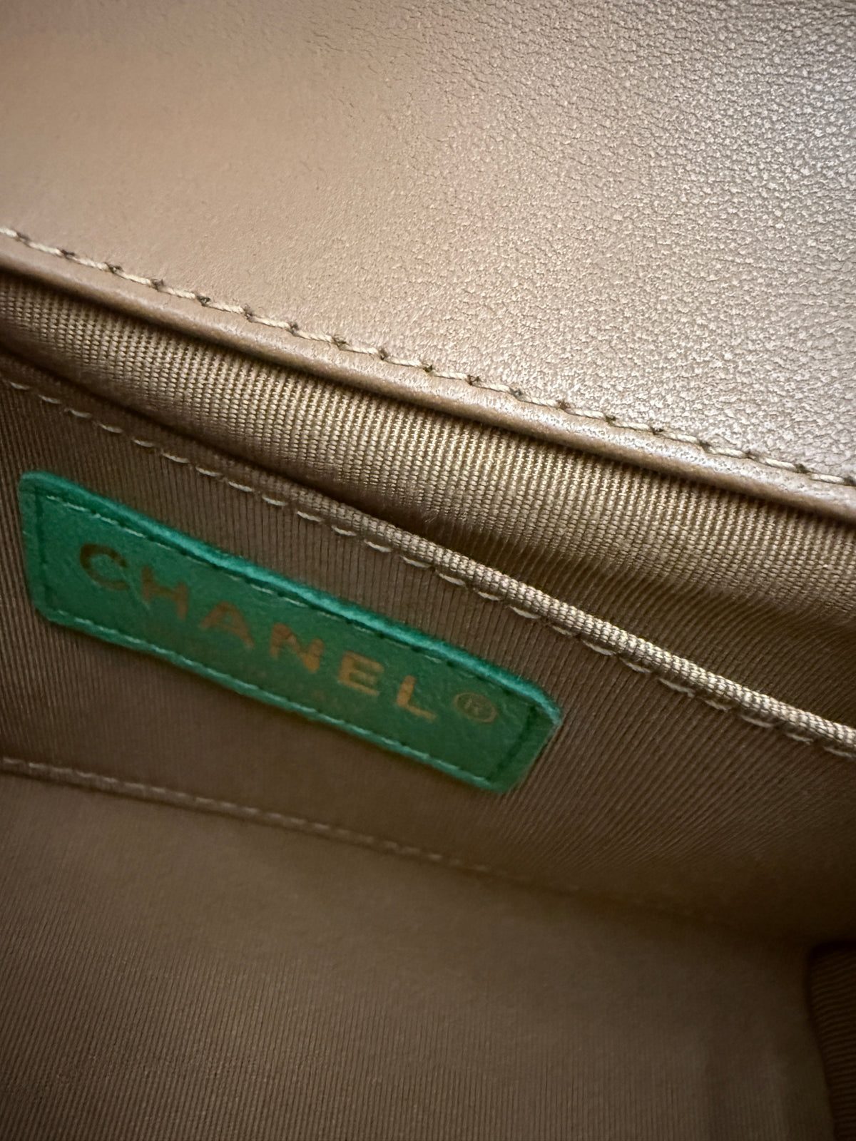 Green Quilted Lambskin Ribbon Chain Mini Flap Bag