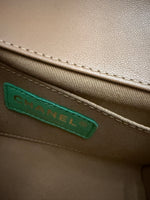 Green Quilted Lambskin Ribbon Chain Mini Flap Bag