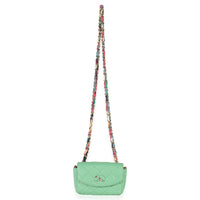 Green Quilted Lambskin Ribbon Chain Mini Flap Bag