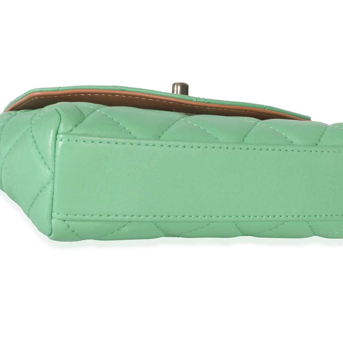 Green Quilted Lambskin Ribbon Chain Mini Flap Bag