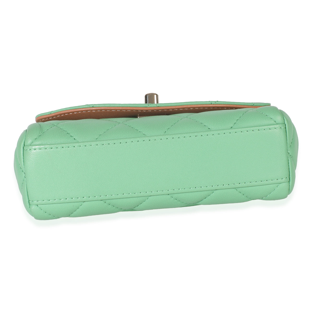 Green Quilted Lambskin Ribbon Chain Mini Flap Bag