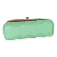 Green Quilted Lambskin Ribbon Chain Mini Flap Bag