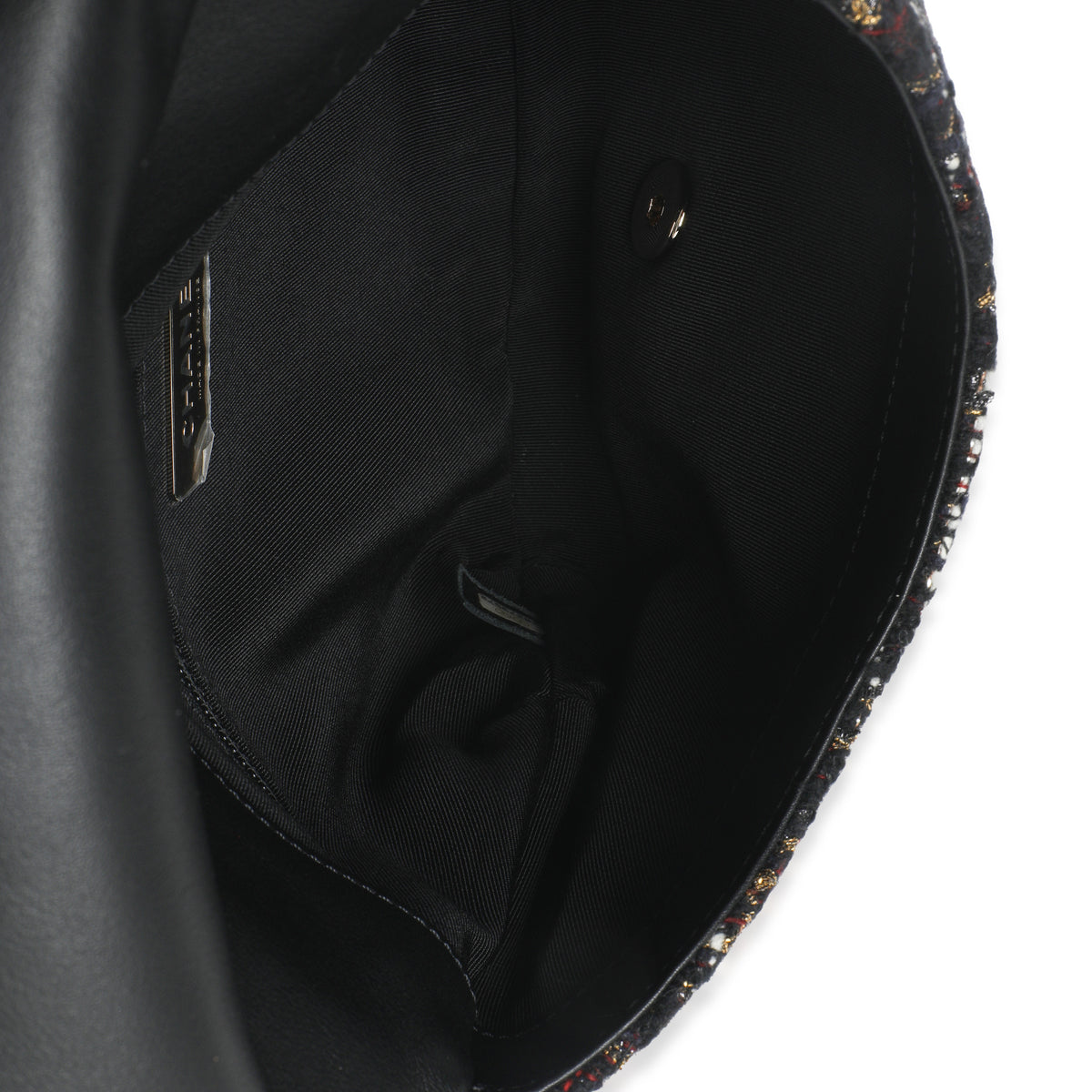 Gold Multicolor Tweed Small Chain Around Saddle Flap Bag