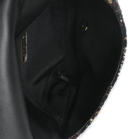 Gold Multicolor Tweed Small Chain Around Saddle Flap Bag