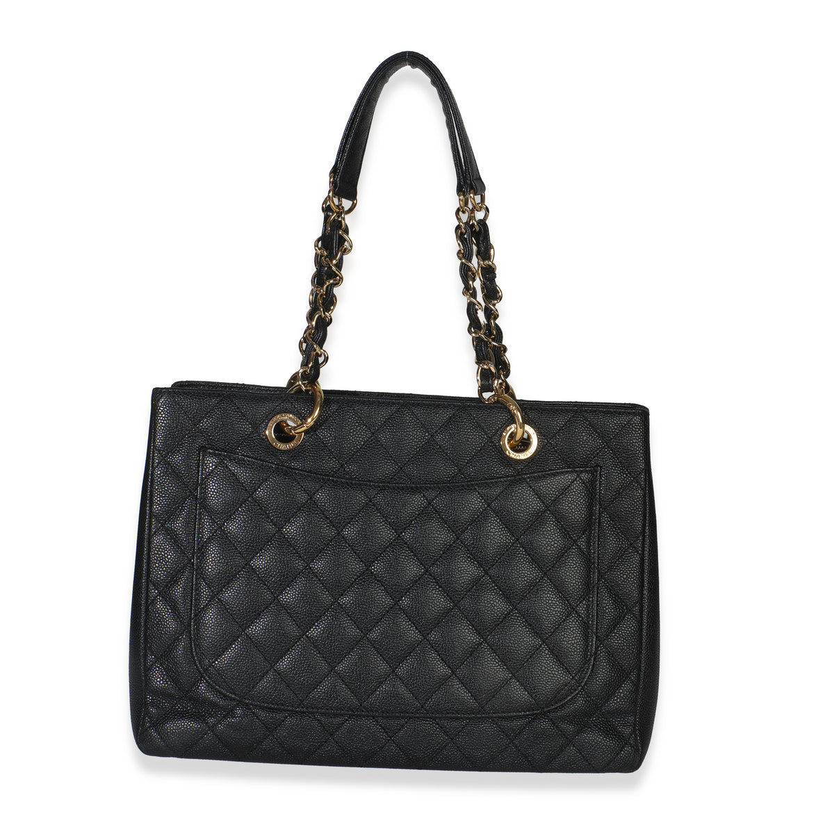 Black Quilted Caviar Grand Shopper Tote