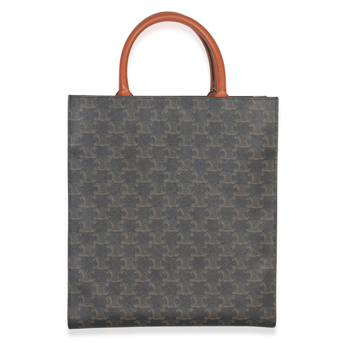Triomphe Canvas Tan Calfskin Small Vertical Cabas