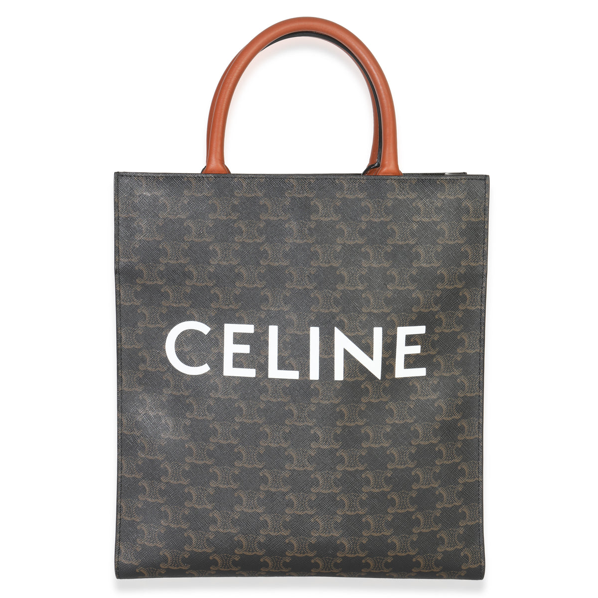 Triomphe Canvas Tan Calfskin Small Vertical Cabas
