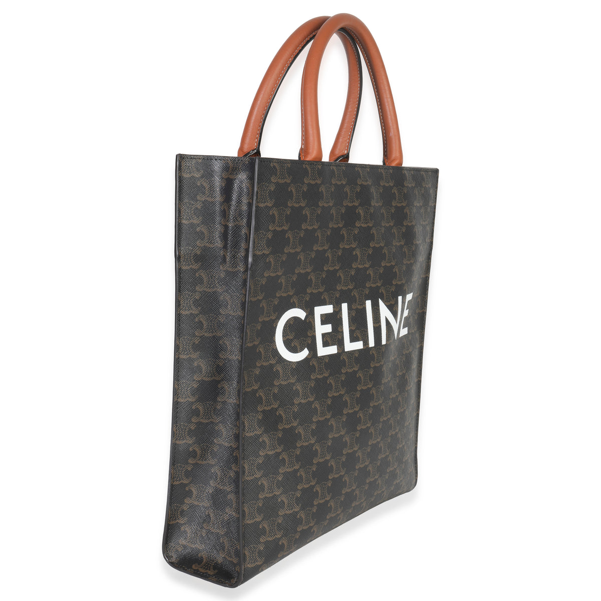 Triomphe Canvas Tan Calfskin Small Vertical Cabas