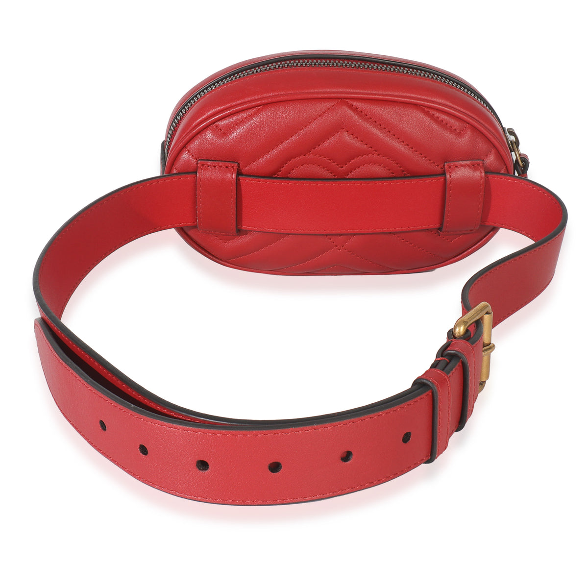 Hibiscus Red Matelasse Calfskin GG Marmont Belt Bag 85/34