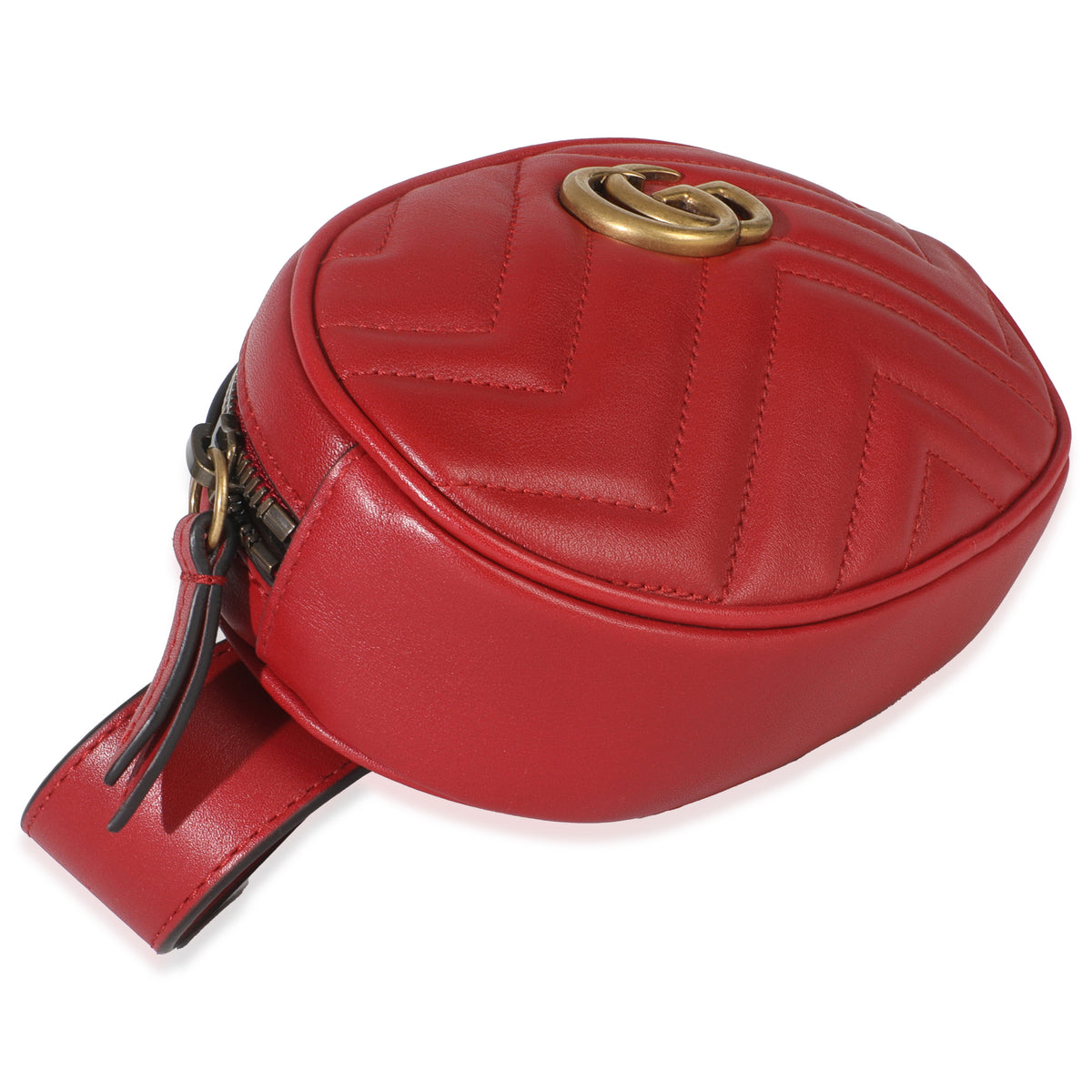 Hibiscus Red Matelasse Calfskin GG Marmont Belt Bag 85/34