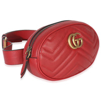 Hibiscus Red Matelasse Calfskin GG Marmont Belt Bag 85/34