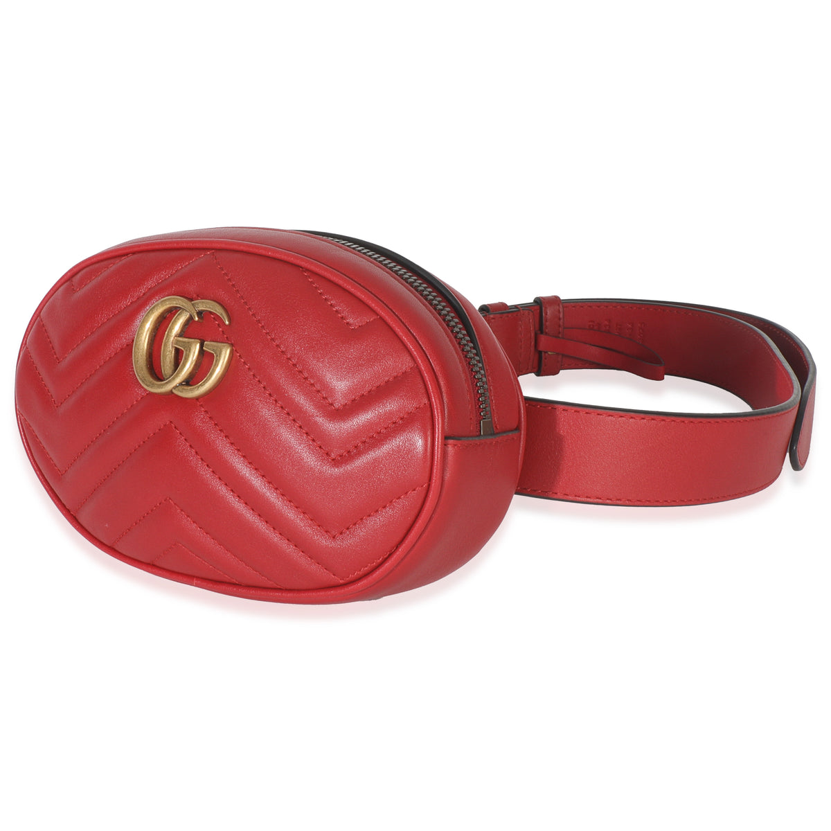 Hibiscus Red Matelasse Calfskin GG Marmont Belt Bag 85/34