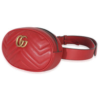 Hibiscus Red Matelasse Calfskin GG Marmont Belt Bag 85/34