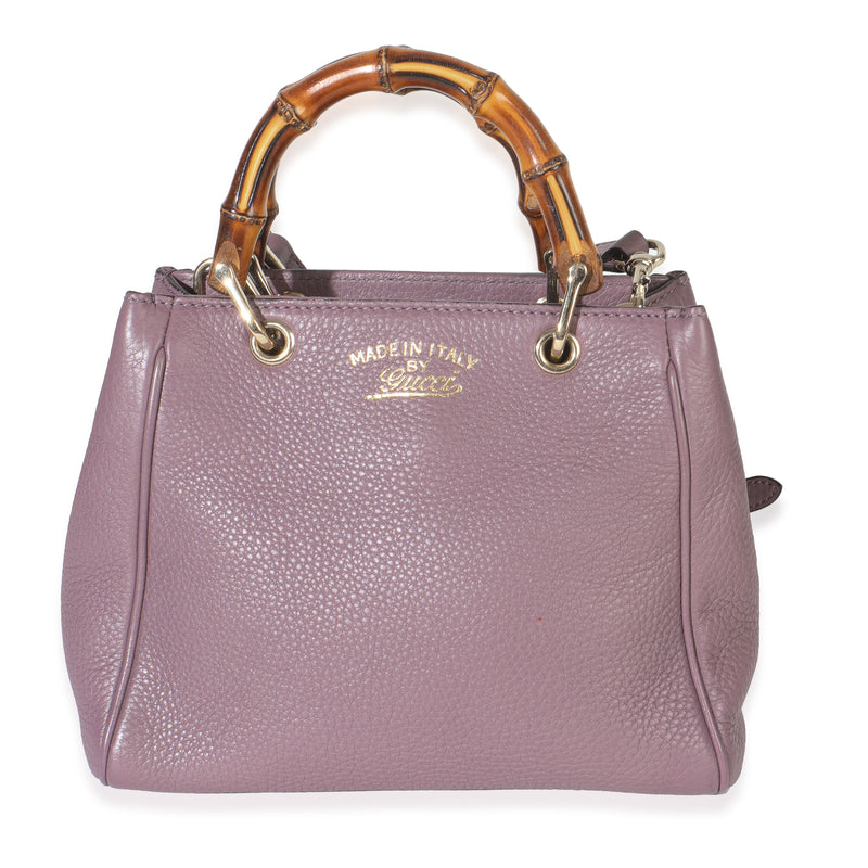Purple Pebbled Calfskin Mini Bamboo Shopper