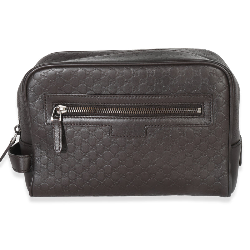 Brown Microguccissima Calfskin Toiletry Case