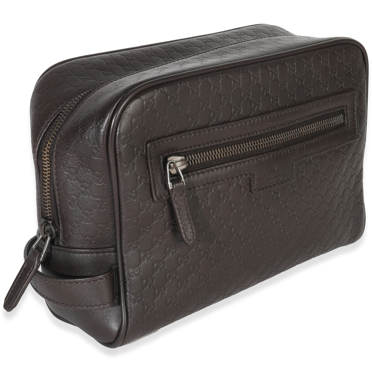 Brown Microguccissima Calfskin Toiletry Case