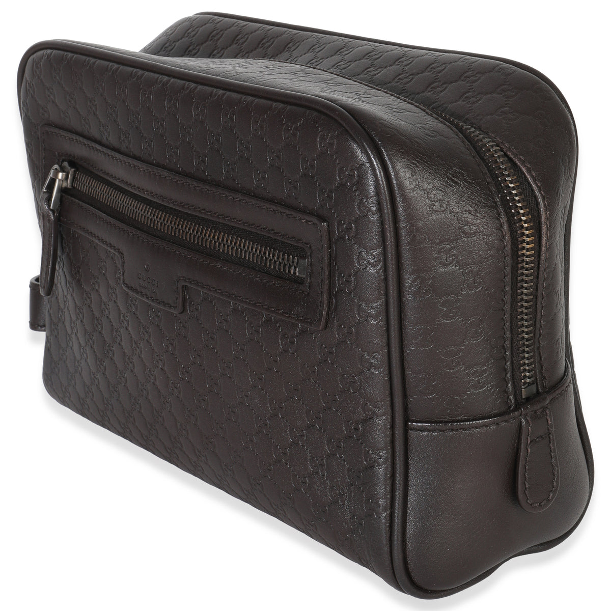 Brown Microguccissima Calfskin Toiletry Case