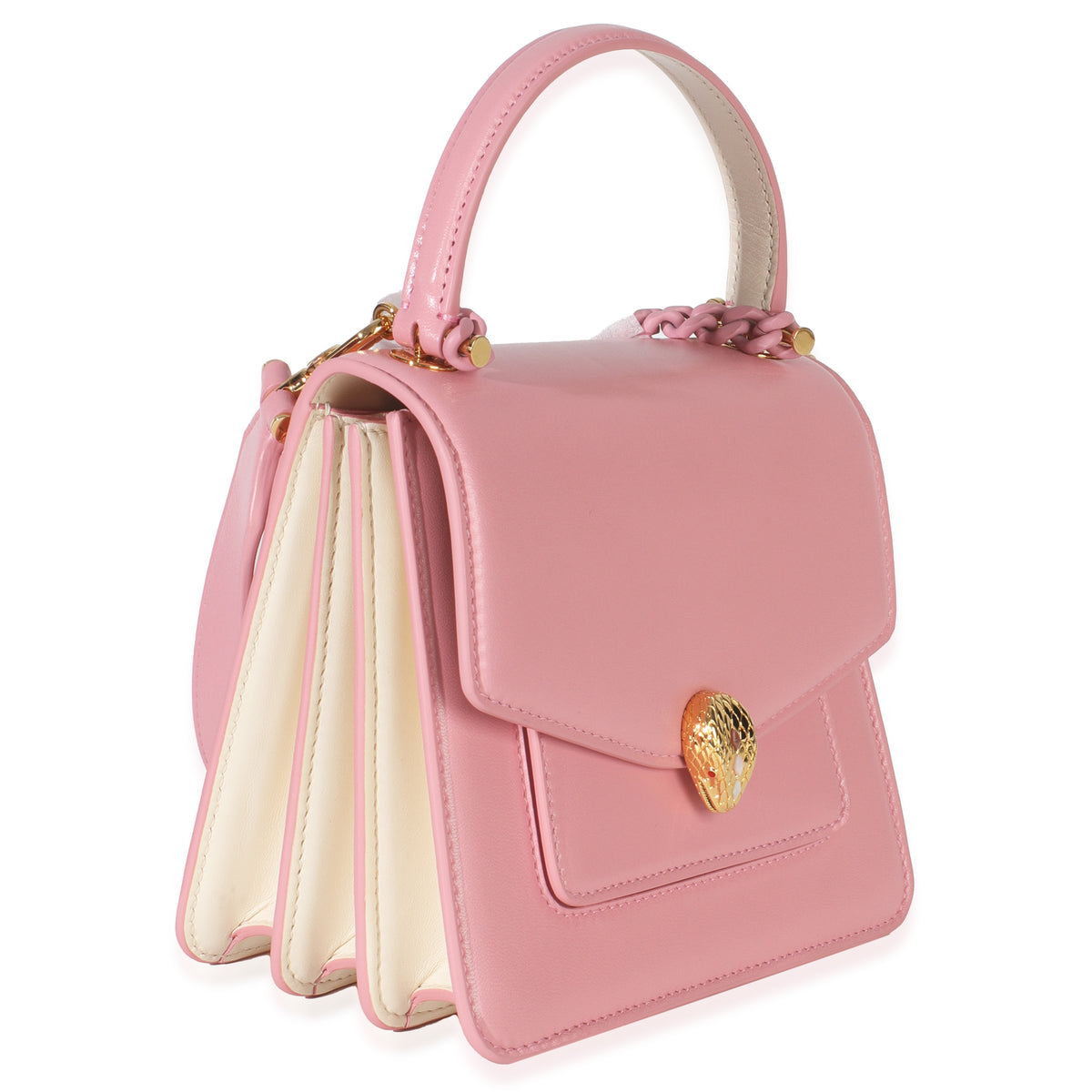 Bvlgari Pink Calfskin Serpenti Forever Top Handle Bag