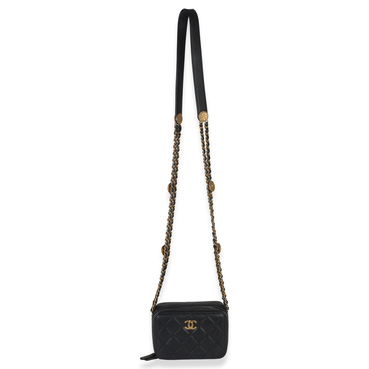 Black Quilted Twist Your Buttons Clutch With Chain