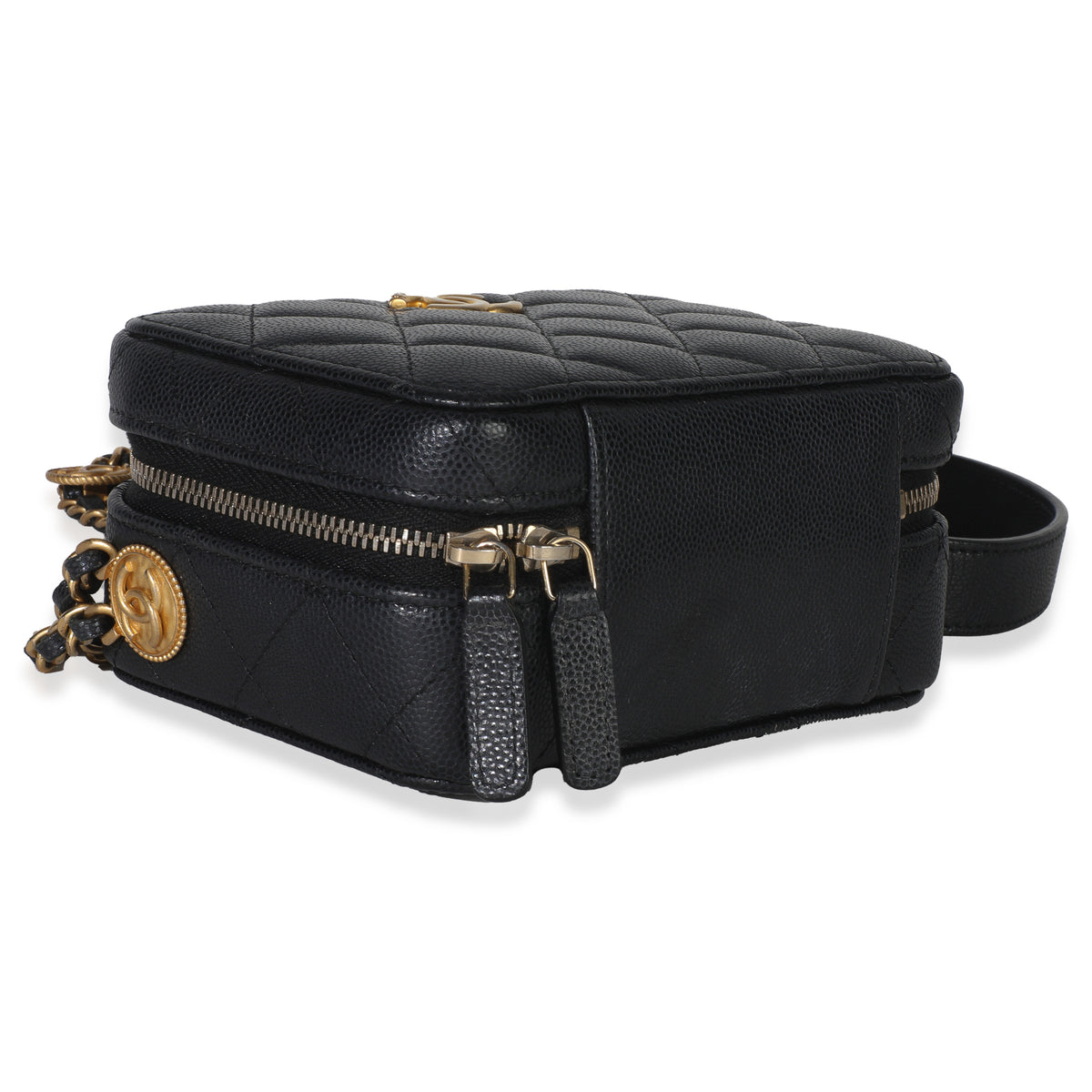 Black Quilted Twist Your Buttons Clutch With Chain