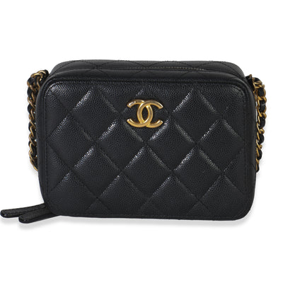 Black Quilted Twist Your Buttons Clutch With Chain