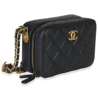 Black Quilted Twist Your Buttons Clutch With Chain