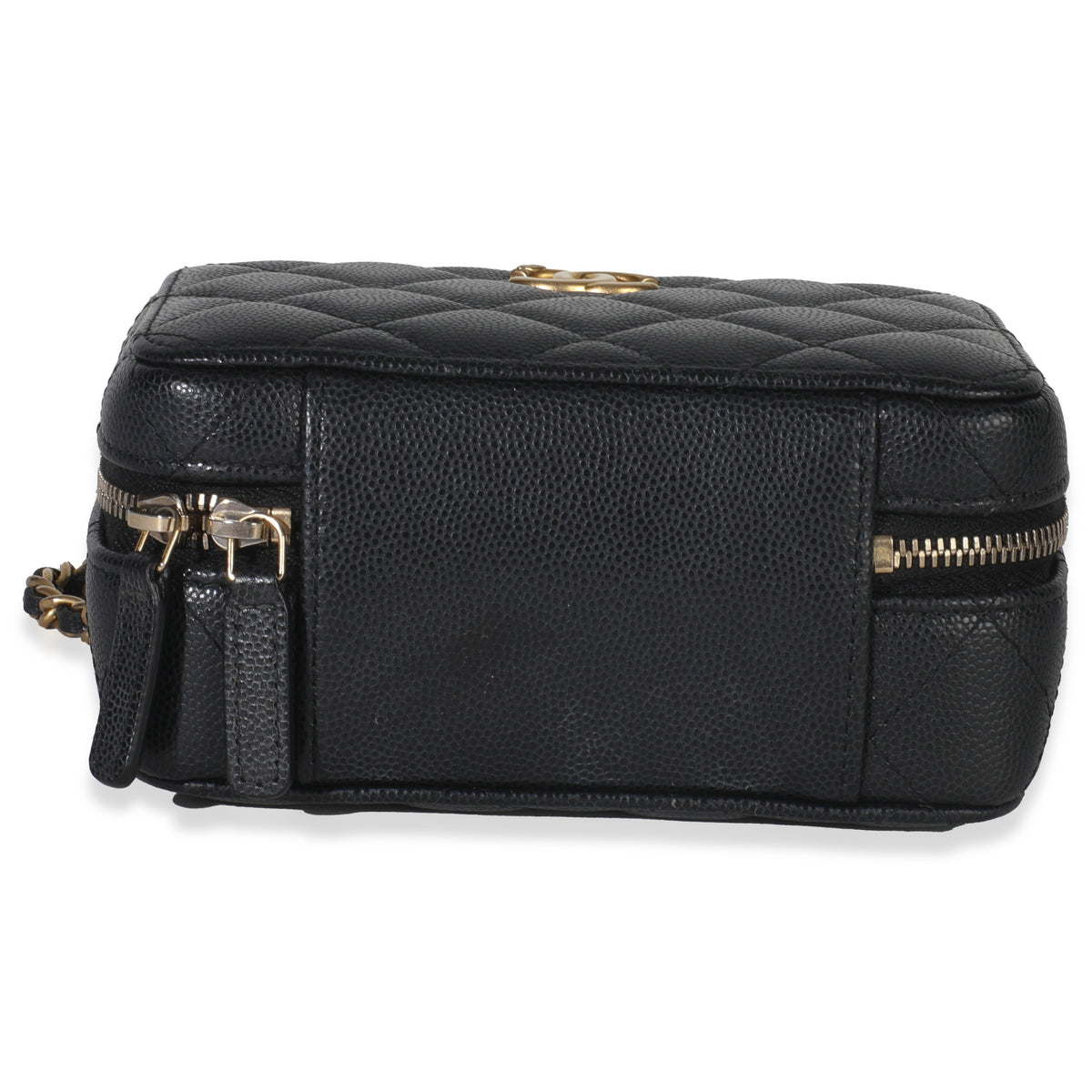 Black Quilted Twist Your Buttons Clutch With Chain