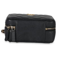 Black Quilted Twist Your Buttons Clutch With Chain