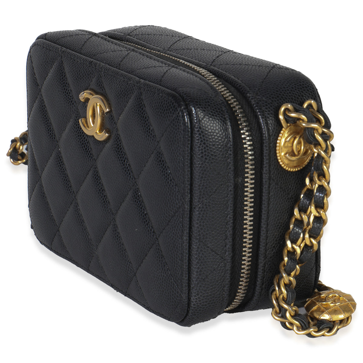 Black Quilted Twist Your Buttons Clutch With Chain